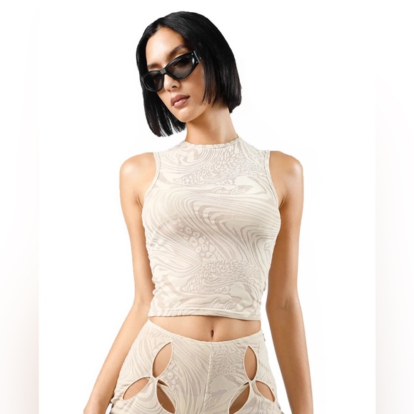 I.AM.GIA AMINA TOP - TAN BURNOUT - Samll - Picture 1 of 6